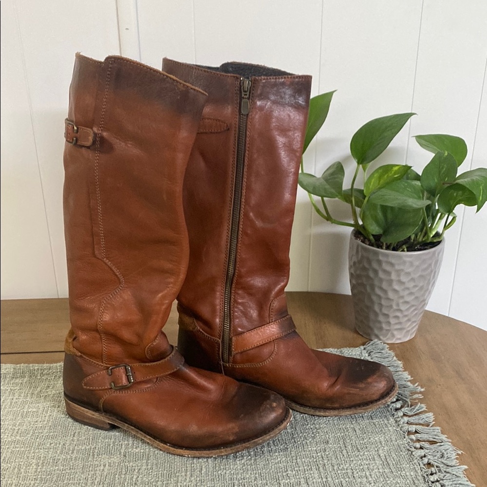 Brown Leather Knee-High Boots